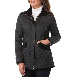 Women's Vince Camuto Black Zip Front Flap Pocket Quilted Jacket Size M
